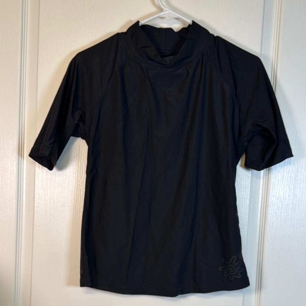 UV Skinz Black Short Sleeve Swim UPF 50+ Sunwear Swimsuit Size Small EUC #2943